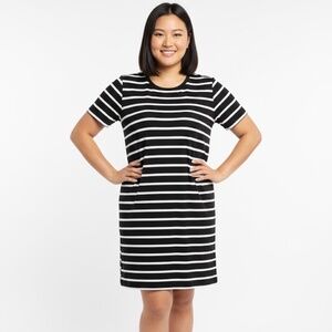 Cynthia Rowley Women's Striped 3X T-Shirt Dress Short Sleeve Black/White